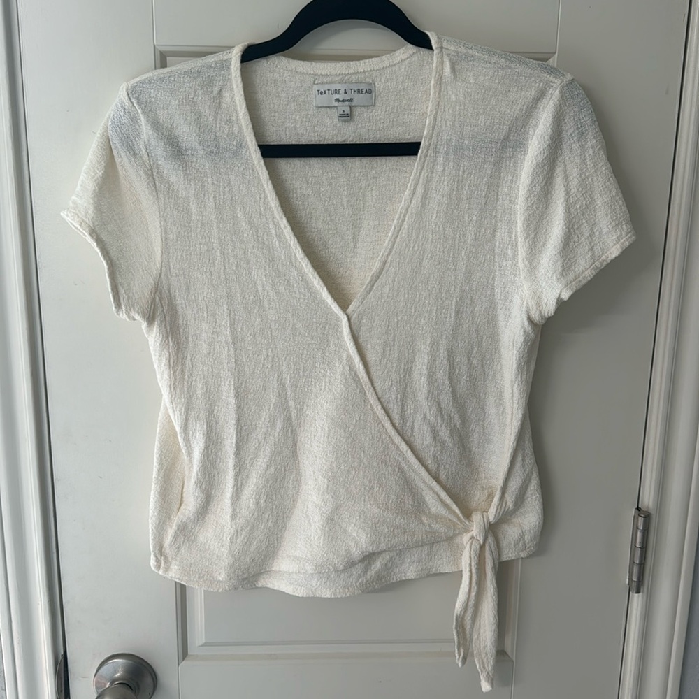 White semi-wrap top
